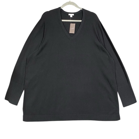 NEW J. Jill V-Neck Sweater Tunic Knit Size 3X Black - Picture 1 of 7